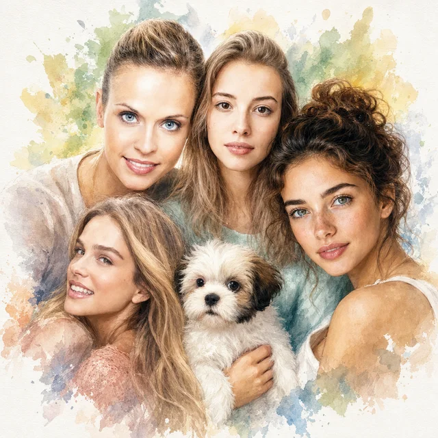 Example: Turn several photos into one group portrait