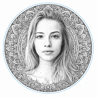 Example: Portrait mandala coaster — from a photo or a few words