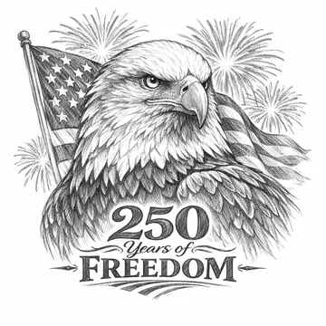 Bald eagle with American flag, Pencil-Sketch style, CO2 laser engraving file, — free download