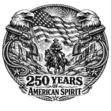 Cowboy on horseback with American symbols, Pencil-Sketch style, CO2 laser engraving file, — free download