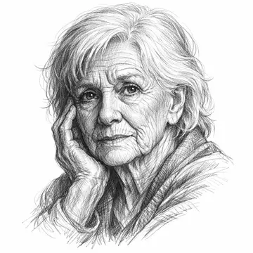 Elderly woman portrait, Pencil-Sketch style, CO2 laser engraving file, — free download