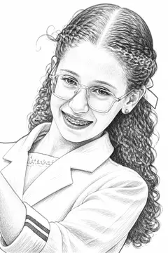 Smiling girl with glasses, Pencil-Sketch style, CO2 laser engraving file, — free download