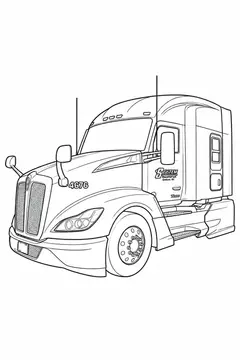 Semi truck, Outline style, CO2 laser engraving file, — free download