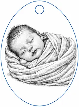 Sleeping baby wrapped in blanket, Keychain (BETA) style, CO2 laser engraving file, — free download