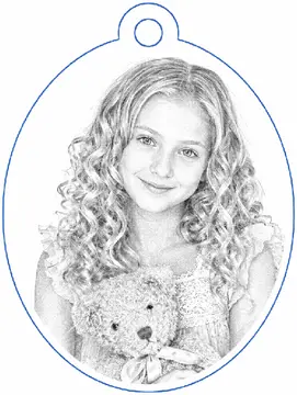 Girl with teddy bear, Keychain (BETA) style, CO2 laser engraving file, — free download