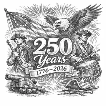 American Revolution anniversary celebration, Pencil-Sketch style, CO2 laser engraving file, — free download