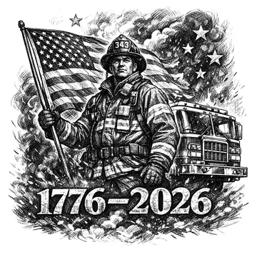 Firefighter with American flag, Pencil-Sketch style, CO2 laser engraving file, — free download