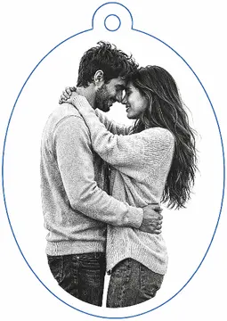 Embracing couple, Keychain (BETA) style, CO2 laser engraving file, — free download