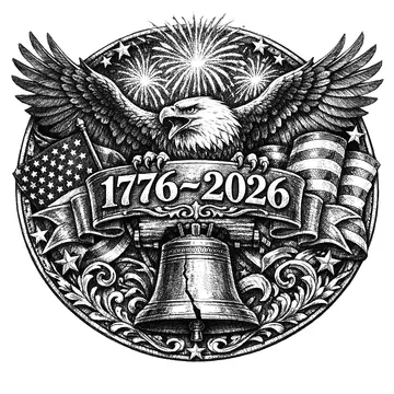 Bicentennial patriotic emblem, Pencil-Sketch style, CO2 laser engraving file, — free download