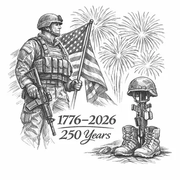 Soldier with American flag and battlefield cross, Pencil-Sketch style, CO2 laser engraving file, — free download