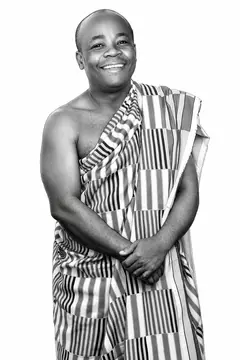 Smiling man in traditional kente cloth, Realistic Depth style, CO2 laser engraving file, — free download