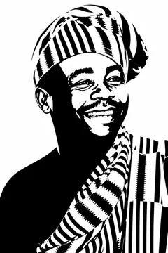 Smiling man in traditional African attire, Bold Stencil style, CO2 laser engraving file, — free download