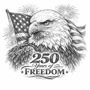 Bald eagle with American flag, Pencil-Sketch style, CO2 laser engraving file, — free download