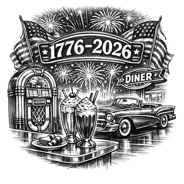 Retro American diner celebration, Pencil-Sketch style, CO2 laser engraving file, — free download